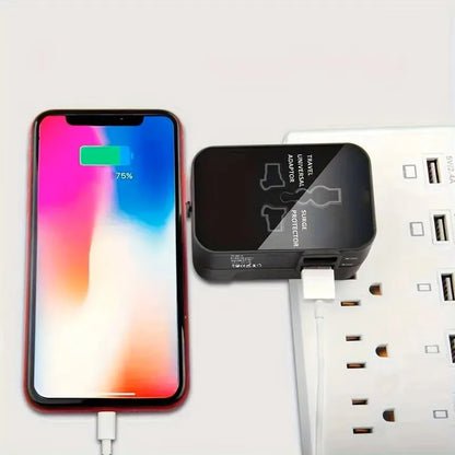 Universal AC power adapter with dual USB charging ports, universal travel plugs and sockets, EU-US AC power adapter