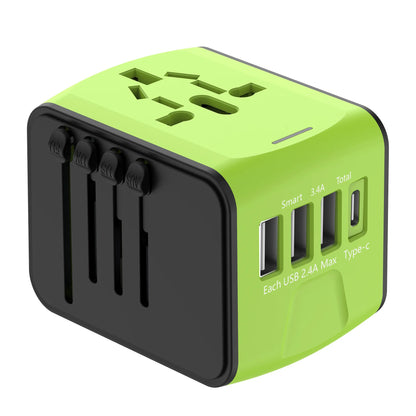 International Travel Adapter with 3 USB and Type C Power Adapters for Fast Charging EU/UK/US/Australia Travel Plugs