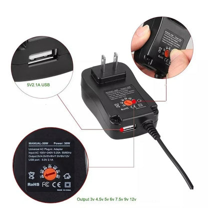 3V 4.5V 5V 6V 7.5V 9V 12V 2A/2.5A AC/DC Adapter US/EU Adjustable Power Adapters USB Universal Charger Switch Power Supply